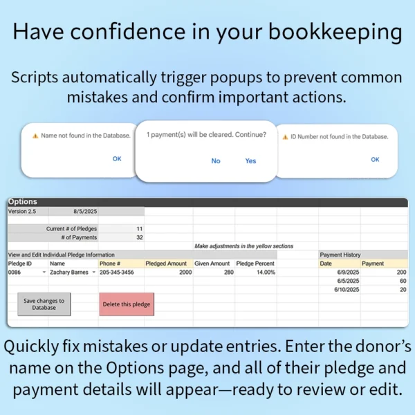 fundraiser pledge manager (google sheets template)